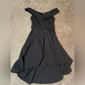 Black high low dress off the shoulder